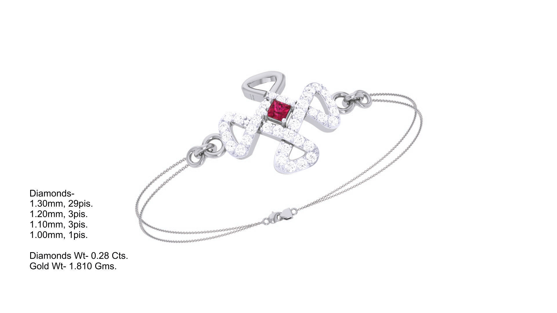  Women Light wt Diamond Bracelet 3dm stl obj gltf glb 3mf 3D print model_7