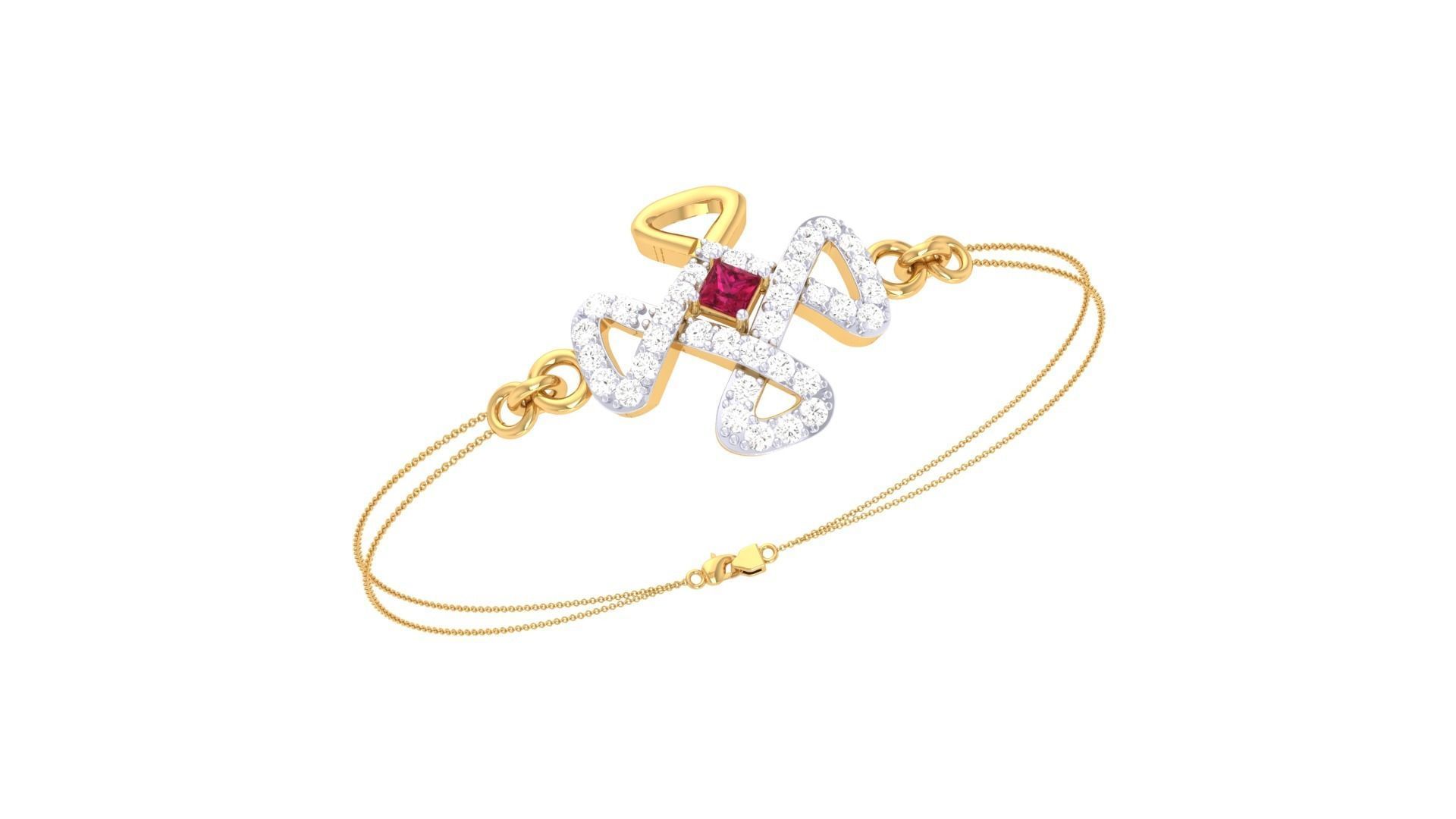  Women Light wt Diamond Bracelet 3dm stl obj gltf glb 3mf 3D print model_1