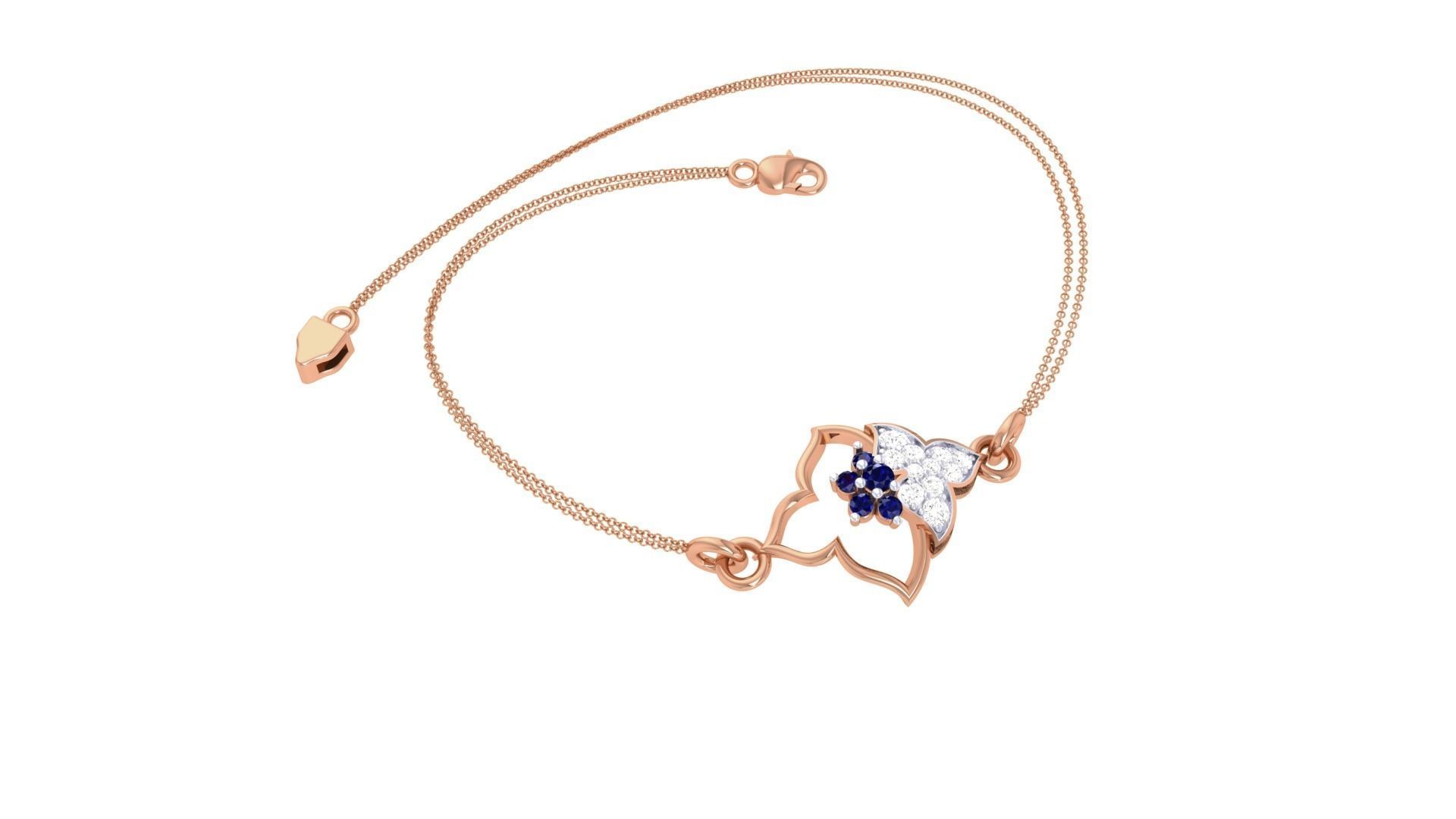 Flower Women Light wt Diamond Bracelet 3dm stl obj gltf glb 3mf  3D print model_3