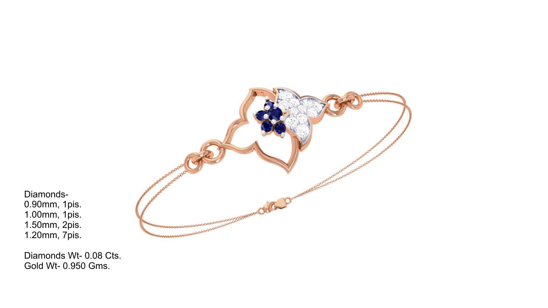 Flower Women Light wt Diamond Bracelet 3dm stl obj gltf glb 3mf  3D print model_8