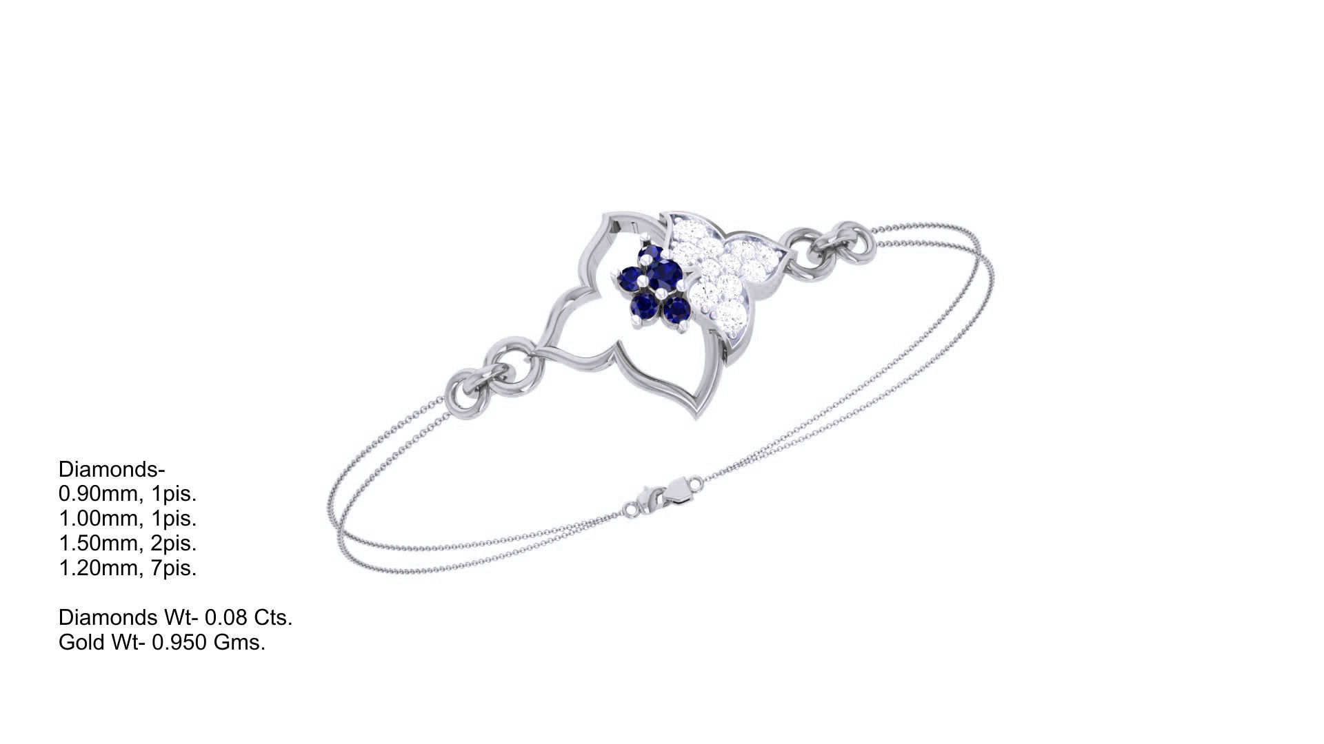 Flower Women Light wt Diamond Bracelet 3dm stl obj gltf glb 3mf  3D print model_6