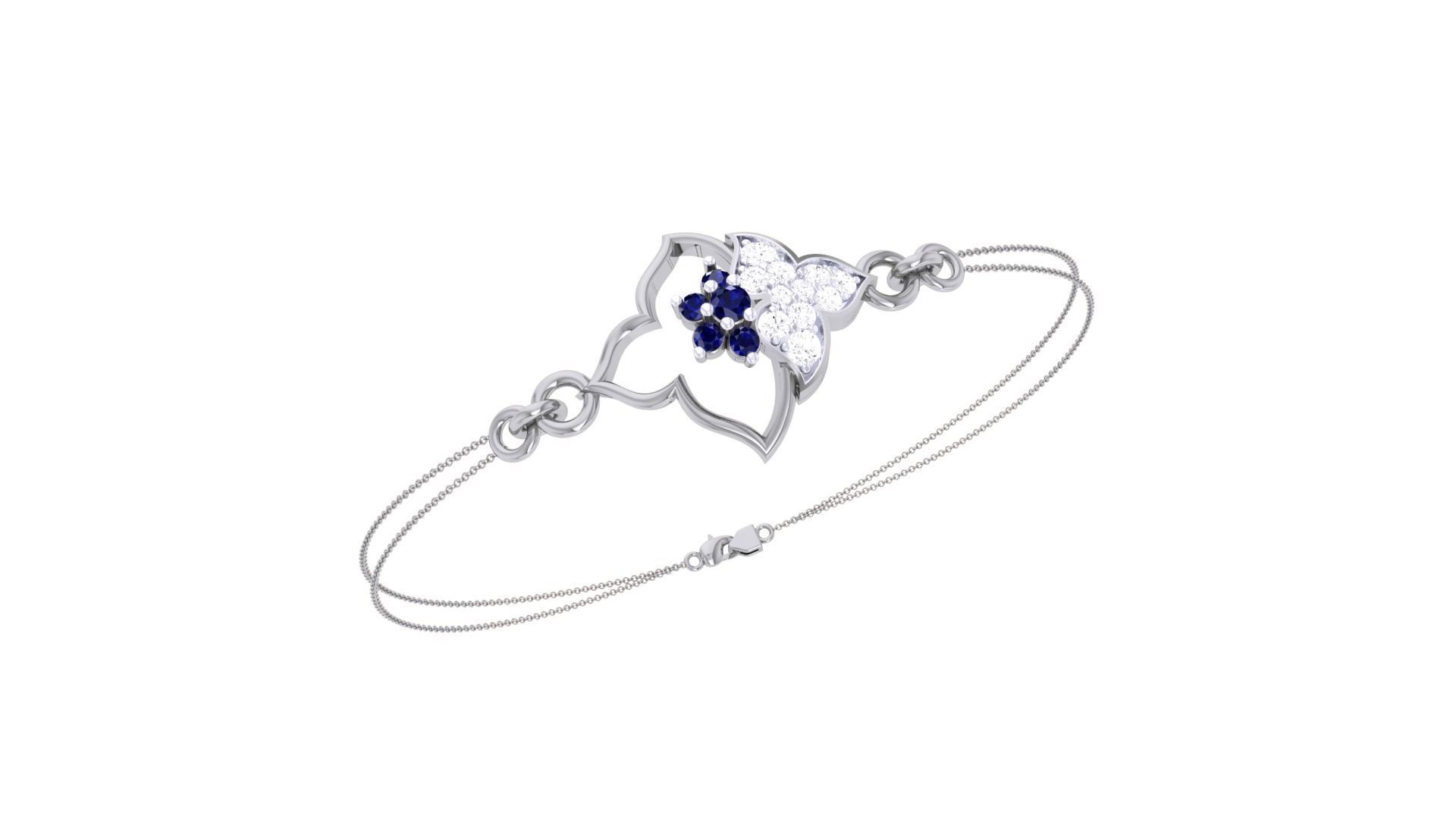 Flower Women Light wt Diamond Bracelet 3dm stl obj gltf glb 3mf  3D print model_1