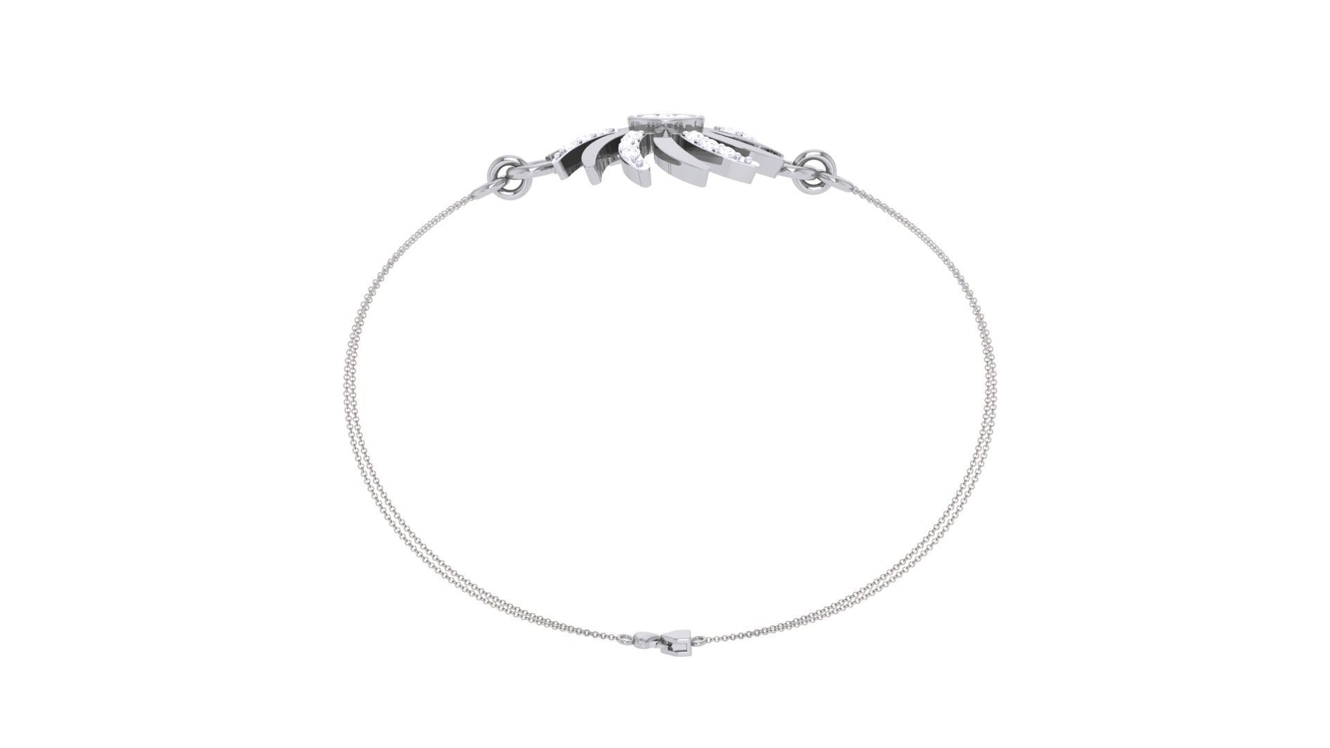 Flower Women Light wt Diamond Bracelet 3dm stl obj gltf glb 3mf 3D print model_10