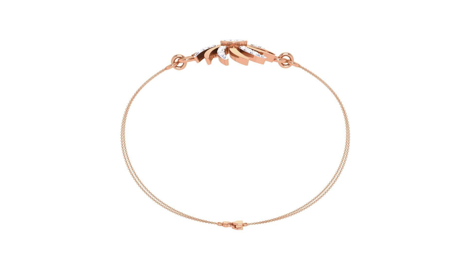 Flower Women Light wt Diamond Bracelet 3dm stl obj gltf glb 3mf 3D print model_11