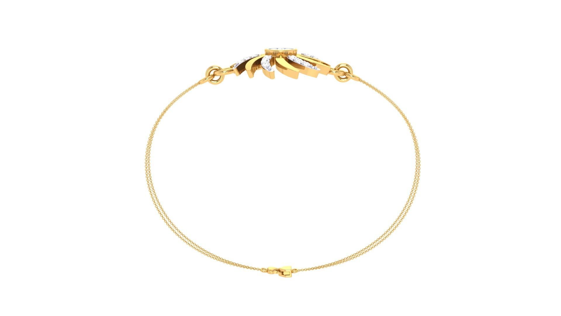 Flower Women Light wt Diamond Bracelet 3dm stl obj gltf glb 3mf 3D print model_9