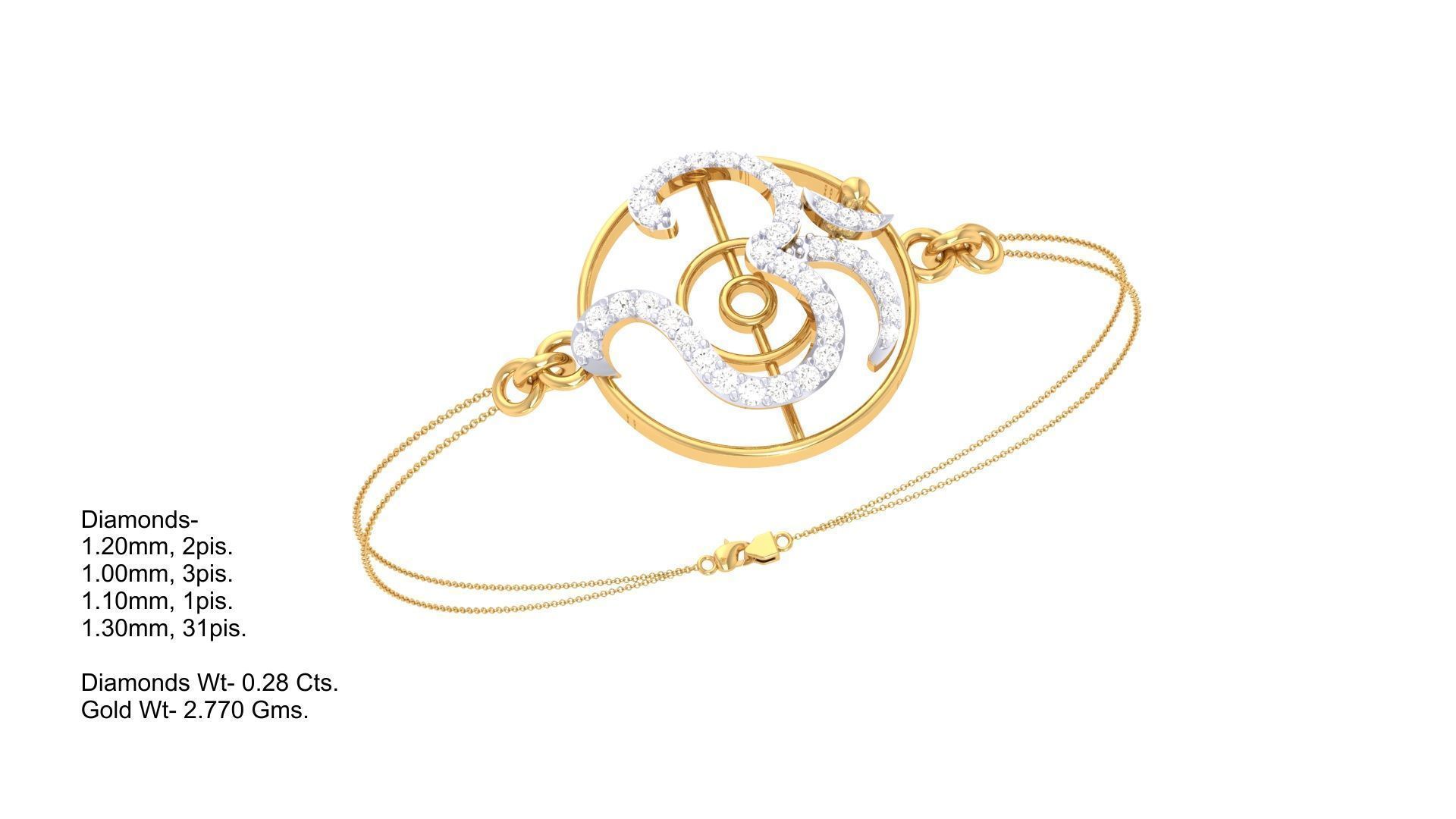 Spiritual Women Light wt Diamond Bracelet 3dm stl obj gltf glb 3D print model_6