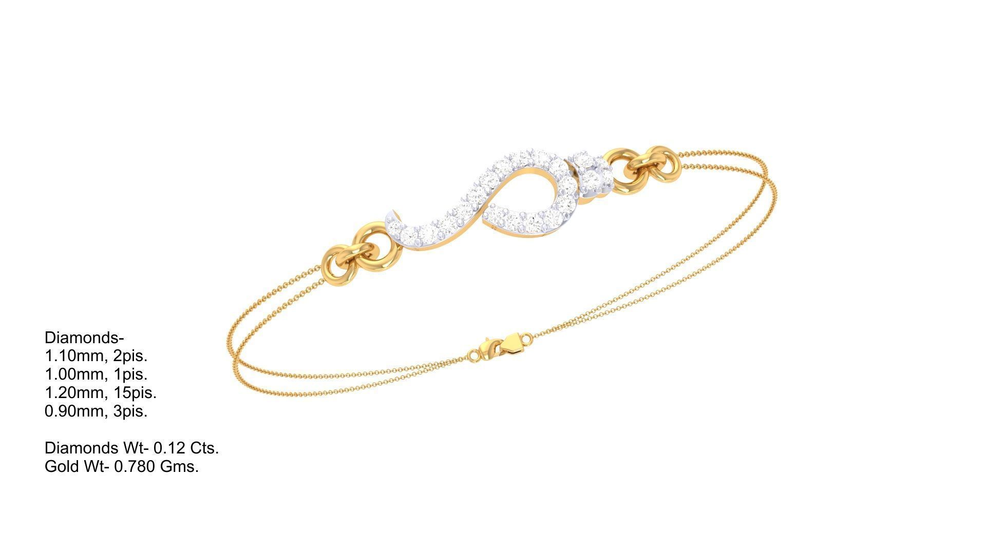 Women Light wt Diamond Bracelet 3dm stl obj gltf glb 3mf 3D print model_6