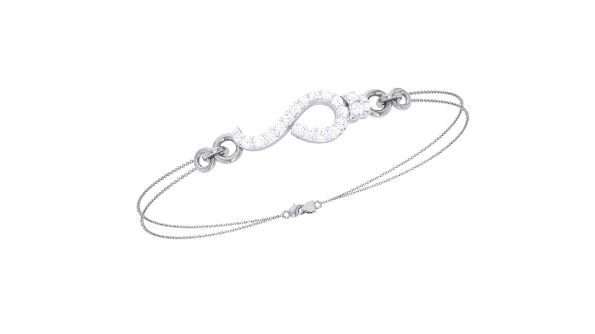 Women Light wt Diamond Bracelet 3dm stl obj gltf glb 3mf 3D print model_1