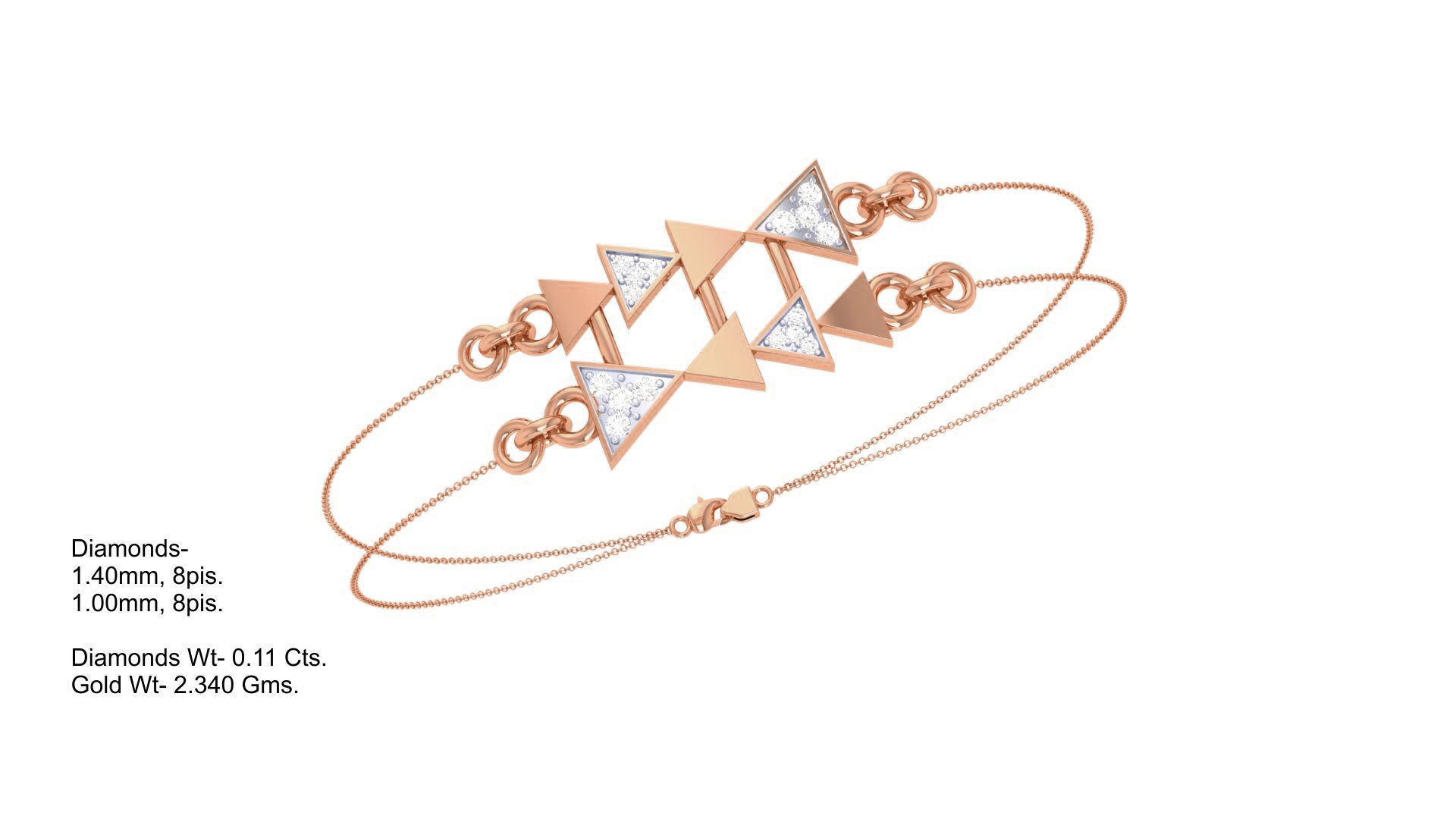 Play Arrow Women Light wt Diamond Bracelet 3dm stl obj gltf 3D print model_7