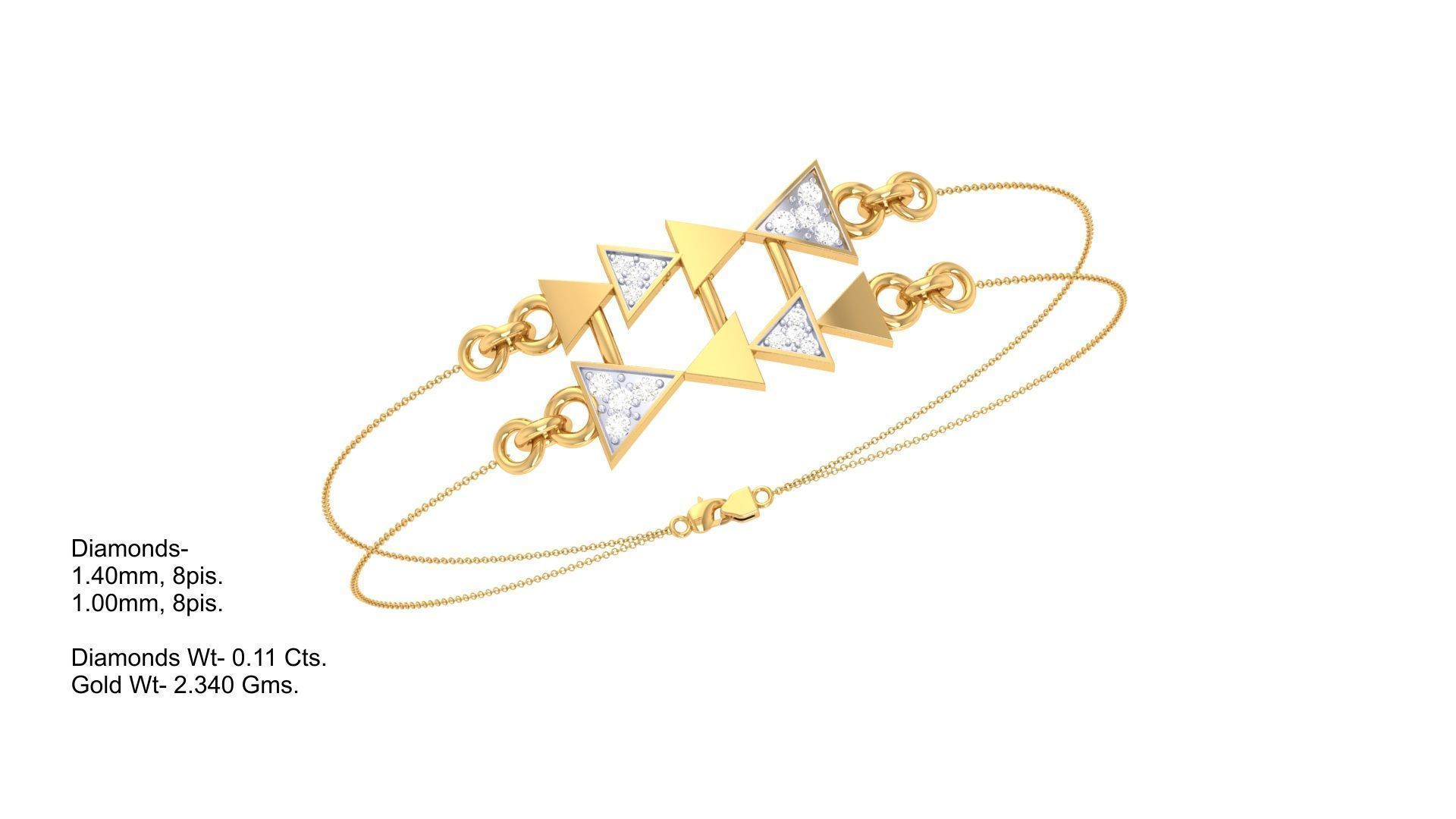 Play Arrow Women Light wt Diamond Bracelet 3dm stl obj gltf 3D print model_6