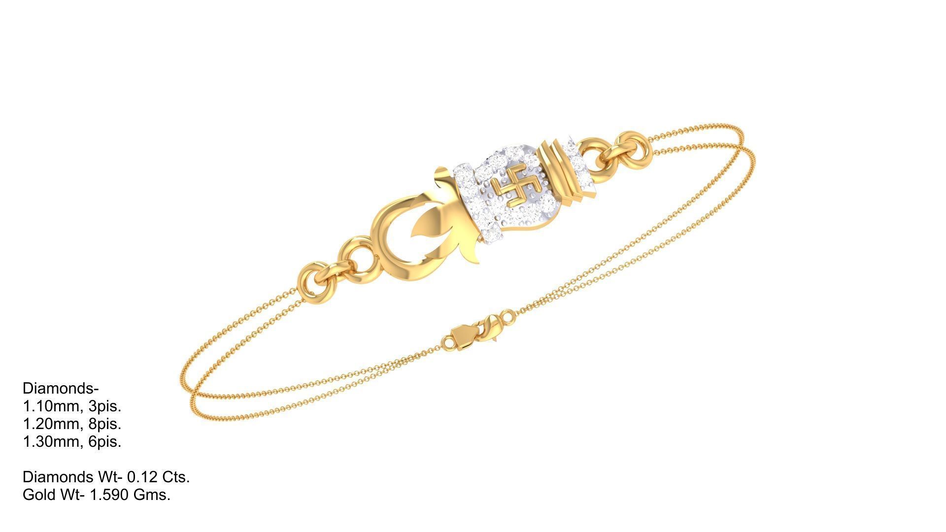 Spiritual Women Light wt Diamond Bracelet 3dm stl obj gltf 3D print model_6