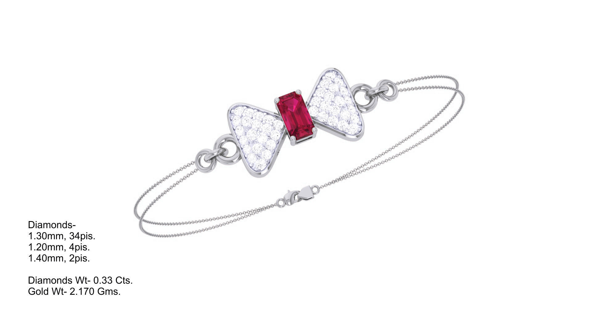 Bow Tie Women Light wt Diamond Bracelet 3dm stl obj gltf glb 3D print model_8