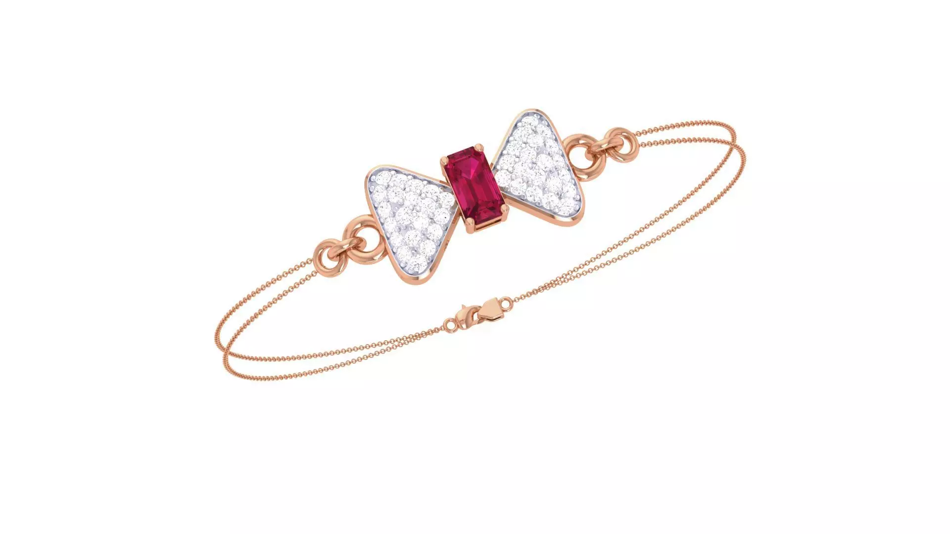 Bow Tie Women Light wt Diamond Bracelet 3dm stl obj gltf glb 3D print model_0