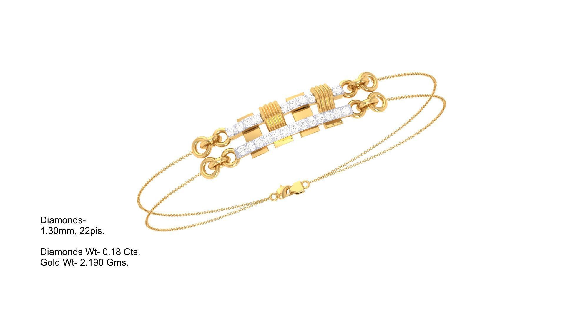 Women Light wt Diamond Bracelet 3dm stl obj gltf glb 3mf 3D print model_6