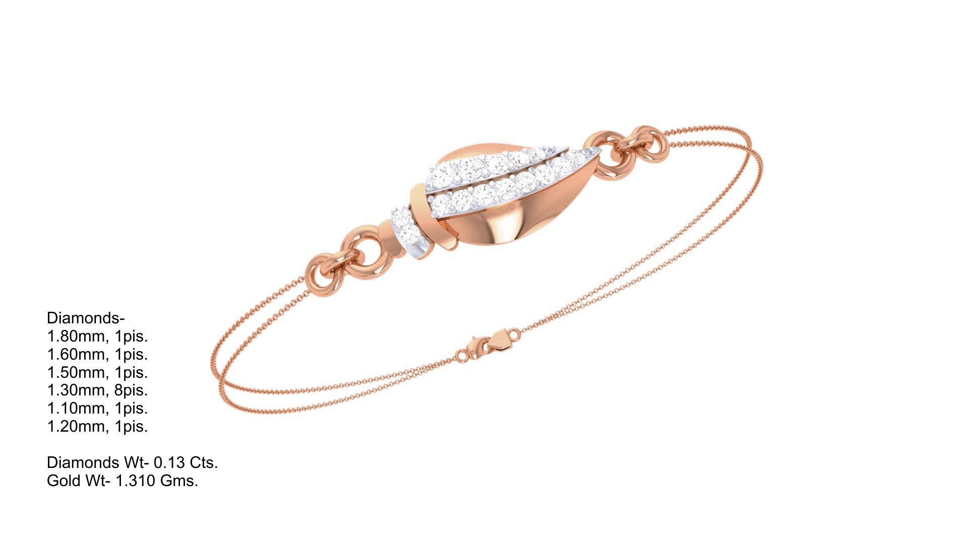 Women Light wt Diamond Bracelet 3dm stl obj gltf glb 3mf 3D print model_8