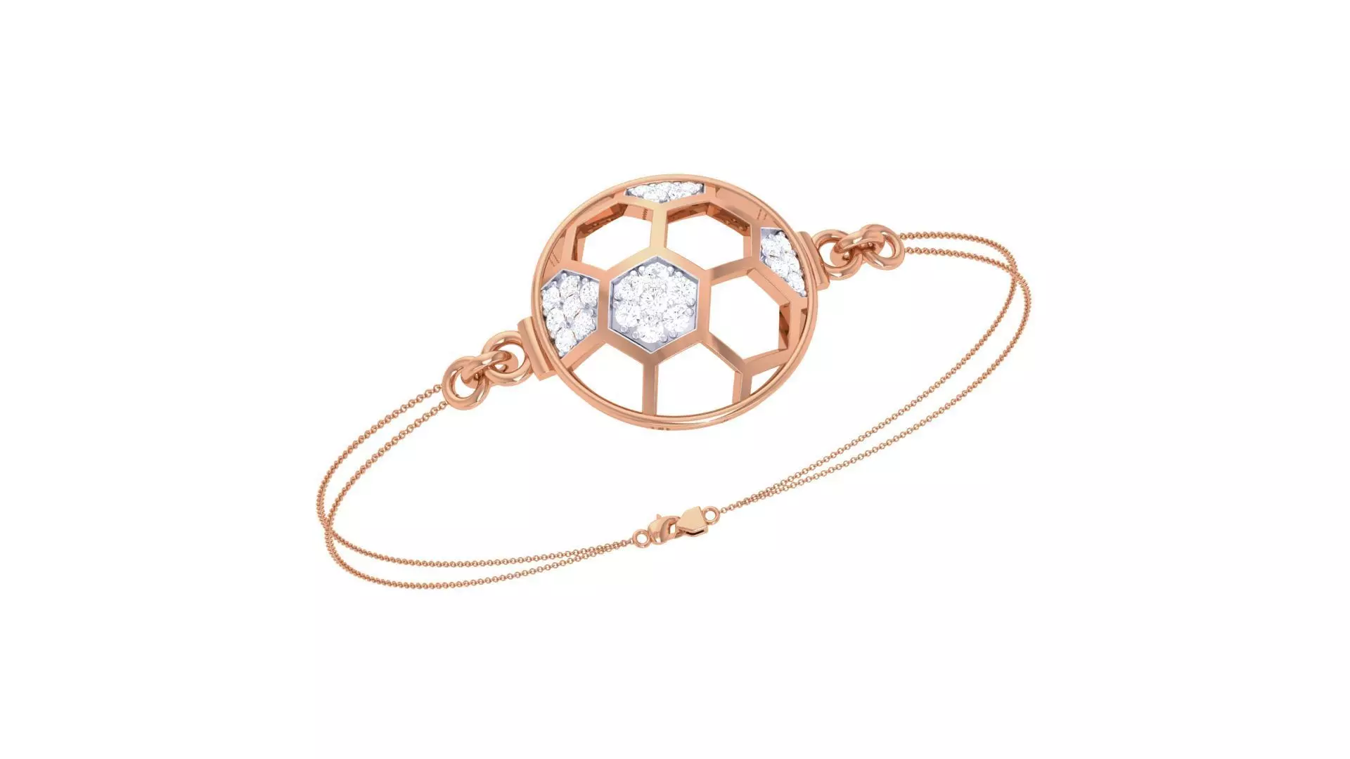 Football Women Light wt Diamond Bracelet 3dm stl obj gltf 3D print model_0