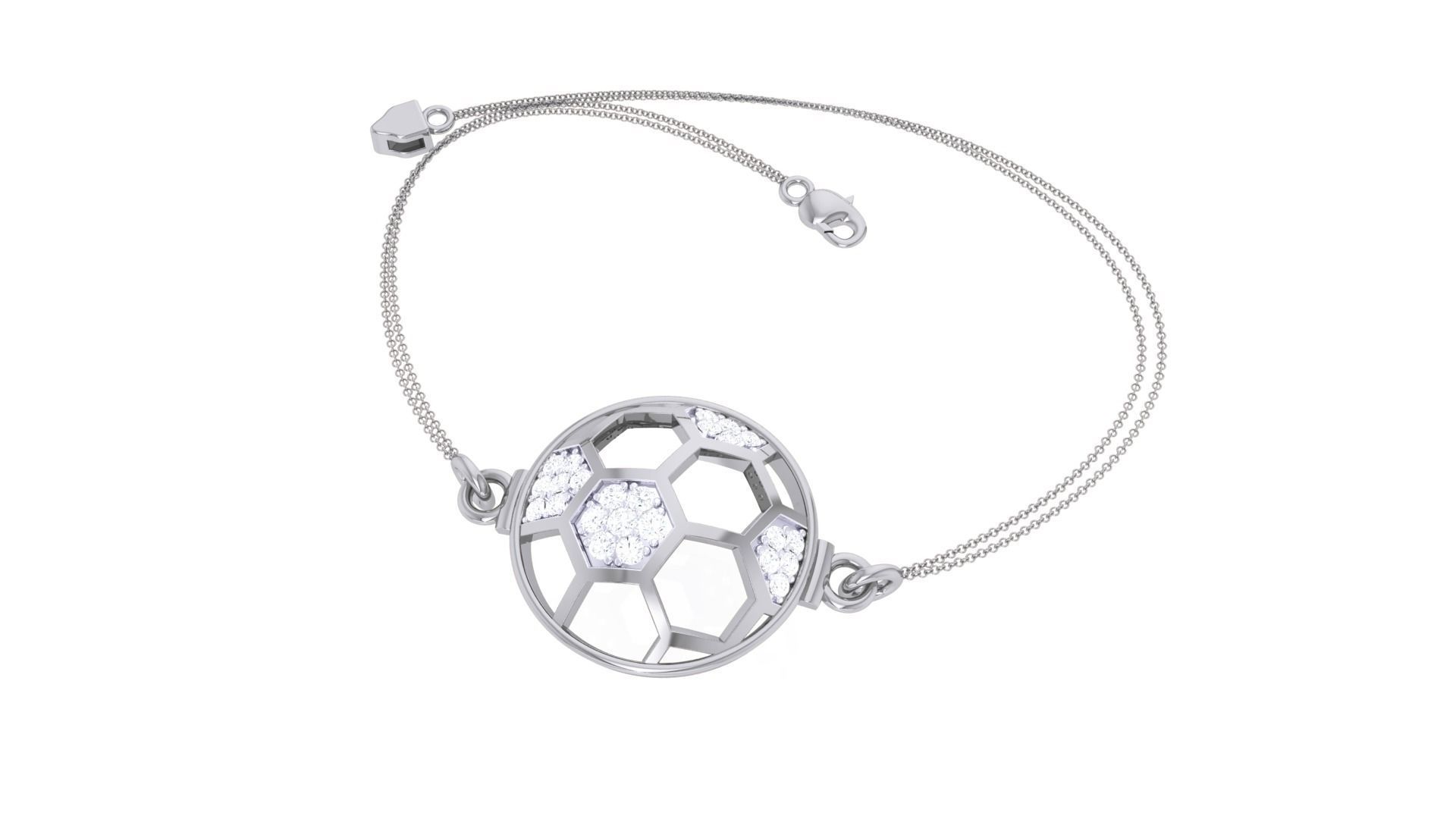 Football Women Light wt Diamond Bracelet 3dm stl obj gltf 3D print model_4
