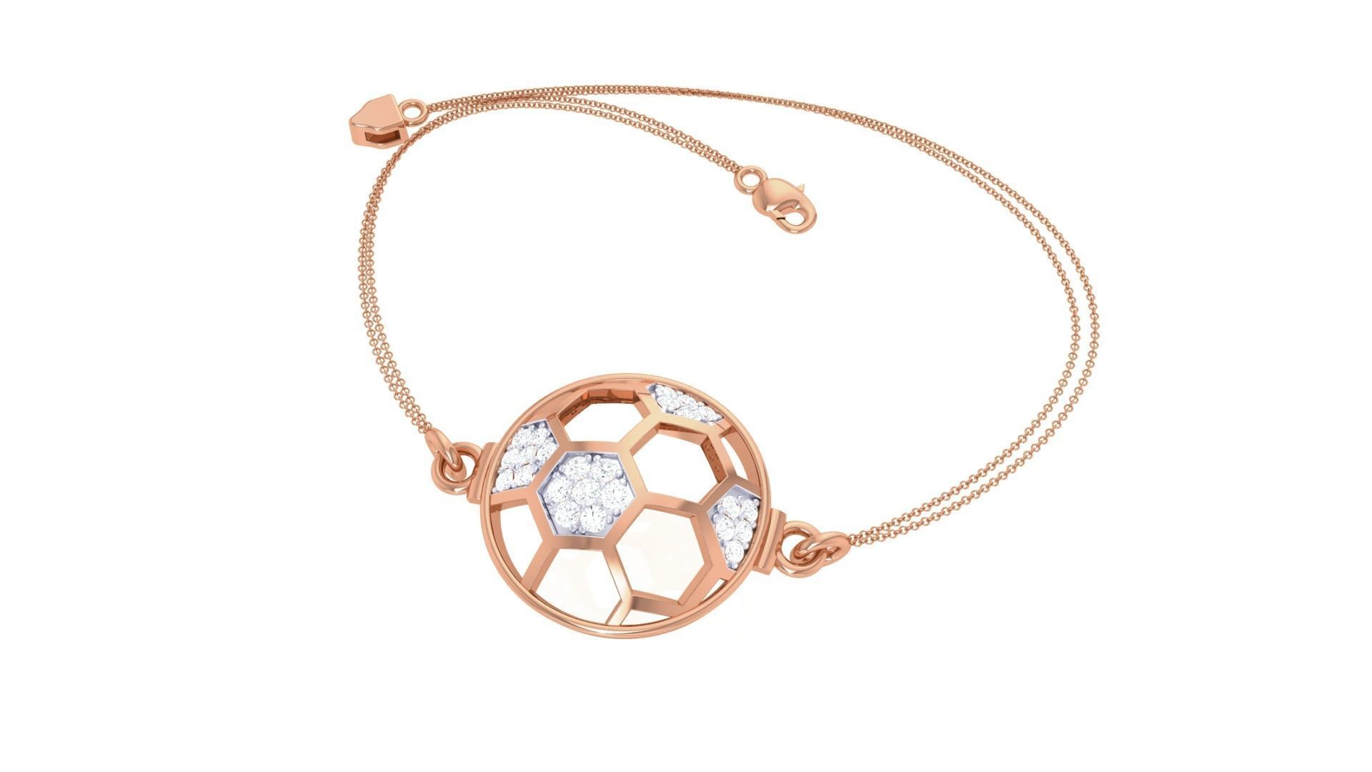 Football Women Light wt Diamond Bracelet 3dm stl obj gltf 3D print model_3