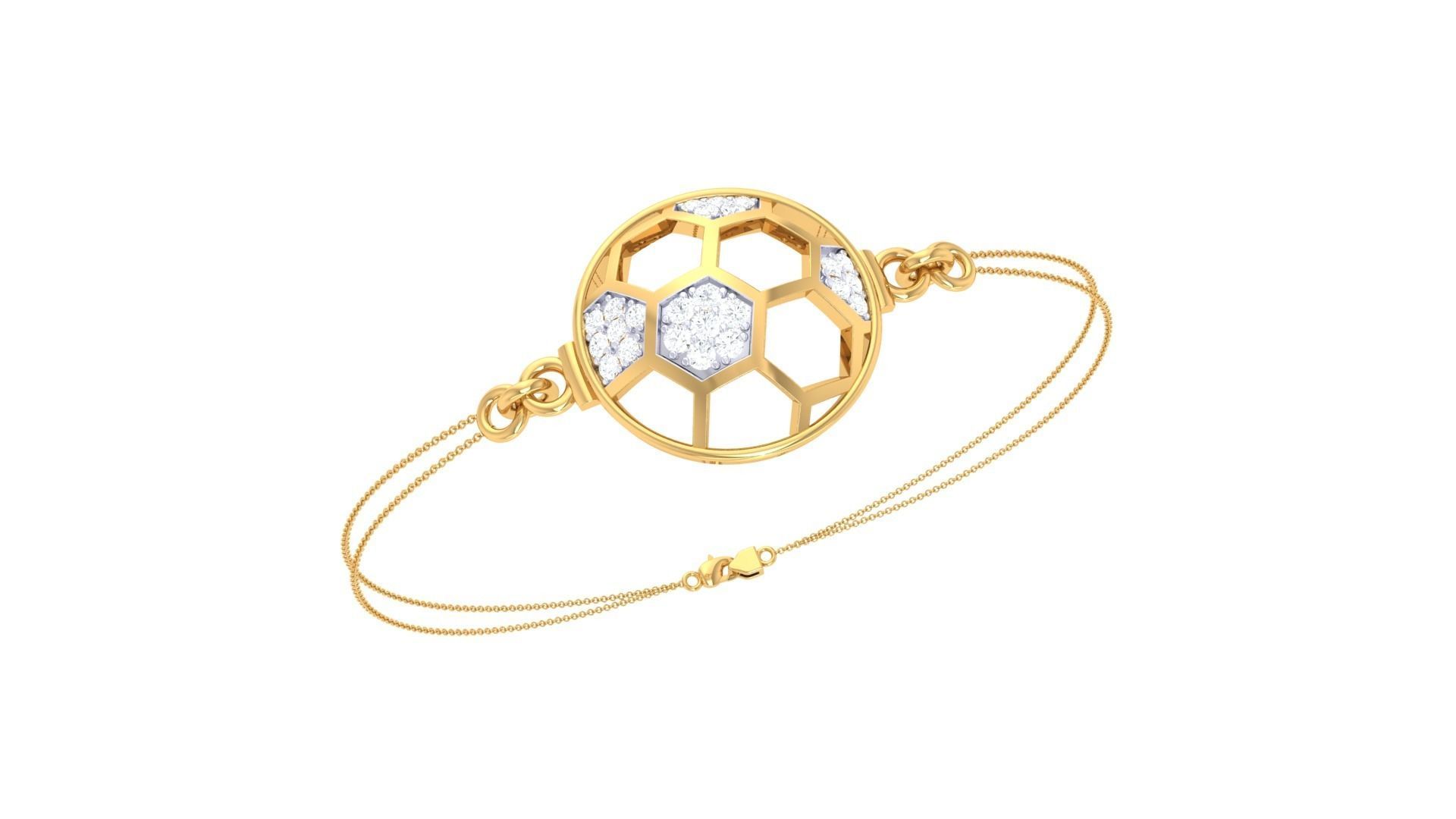 Football Women Light wt Diamond Bracelet 3dm stl obj gltf 3D print model_2