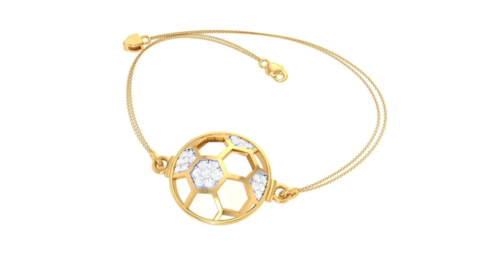 Football Women Light wt Diamond Bracelet 3dm stl obj gltf 3D print model_5