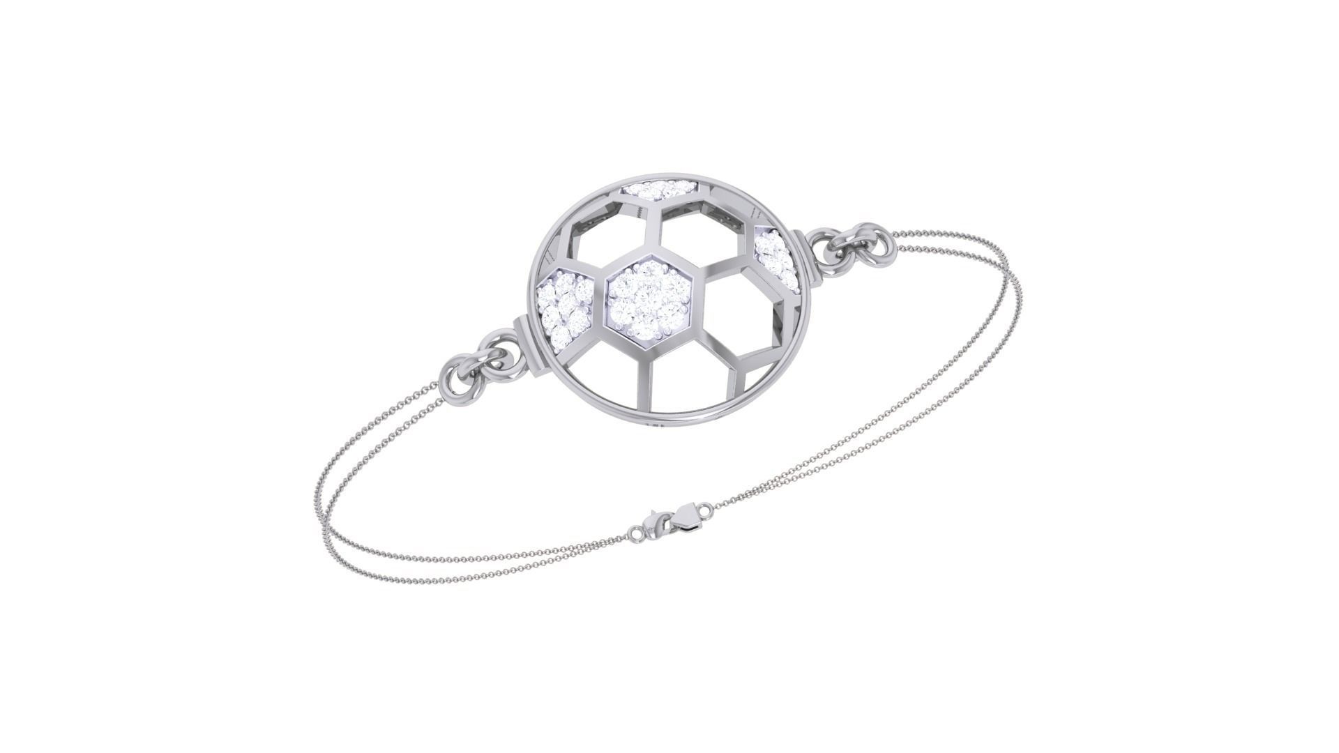 Football Women Light wt Diamond Bracelet 3dm stl obj gltf 3D print model_1