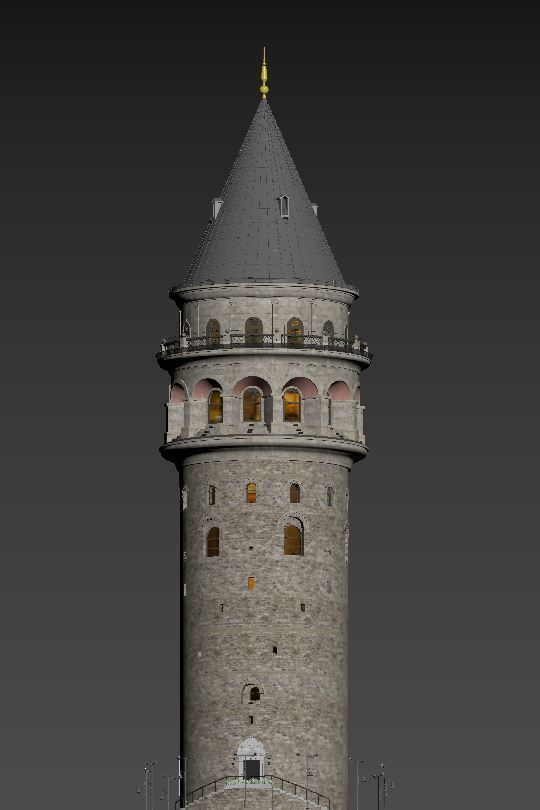Exterior Istanbul Galata Tower  3D model_2