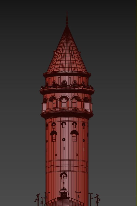 Exterior Istanbul Galata Tower  3D model_1