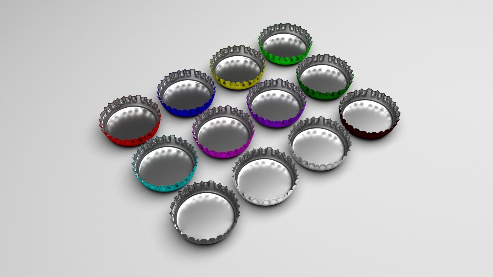 Metal Bottle Caps Set 3D model | CGTrader