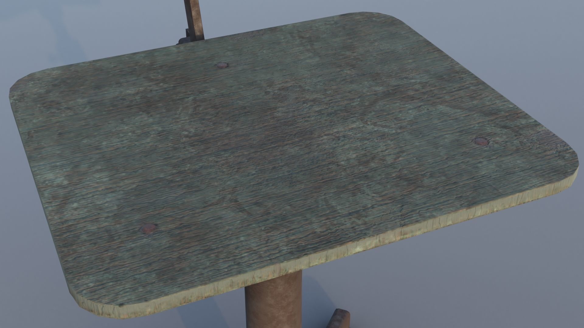 Old rusty broken rotating wooden chair Low-poly 3D model_6