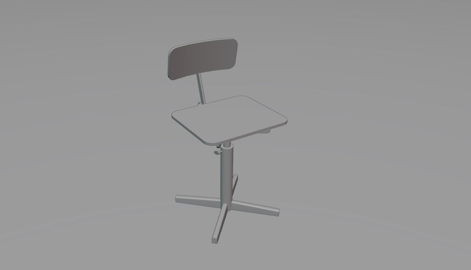 Old rusty broken rotating wooden chair Low-poly 3D model_9