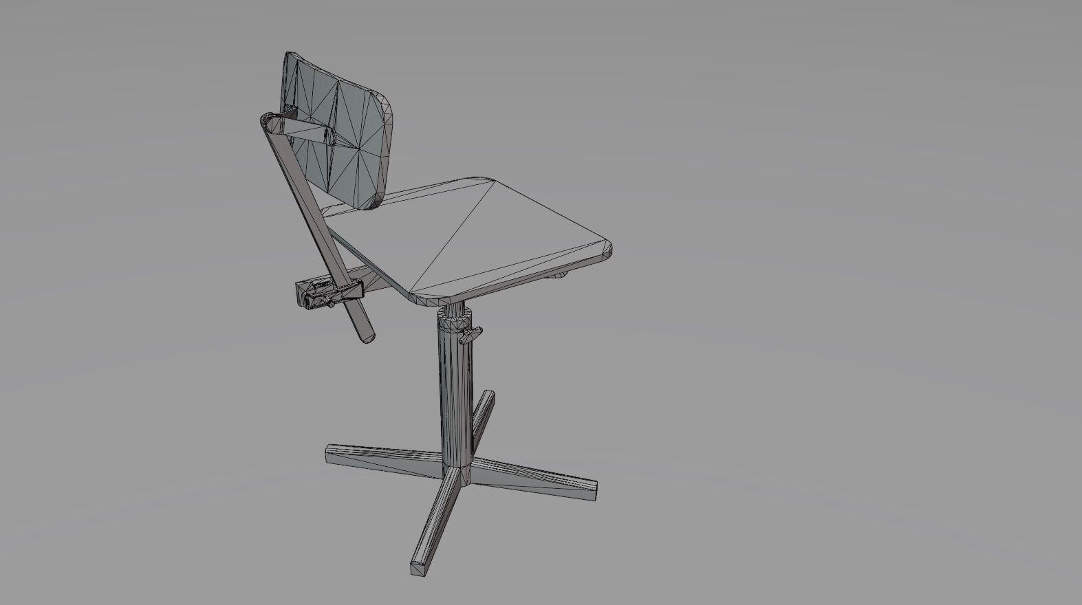 Old rusty broken rotating wooden chair Low-poly 3D model_15