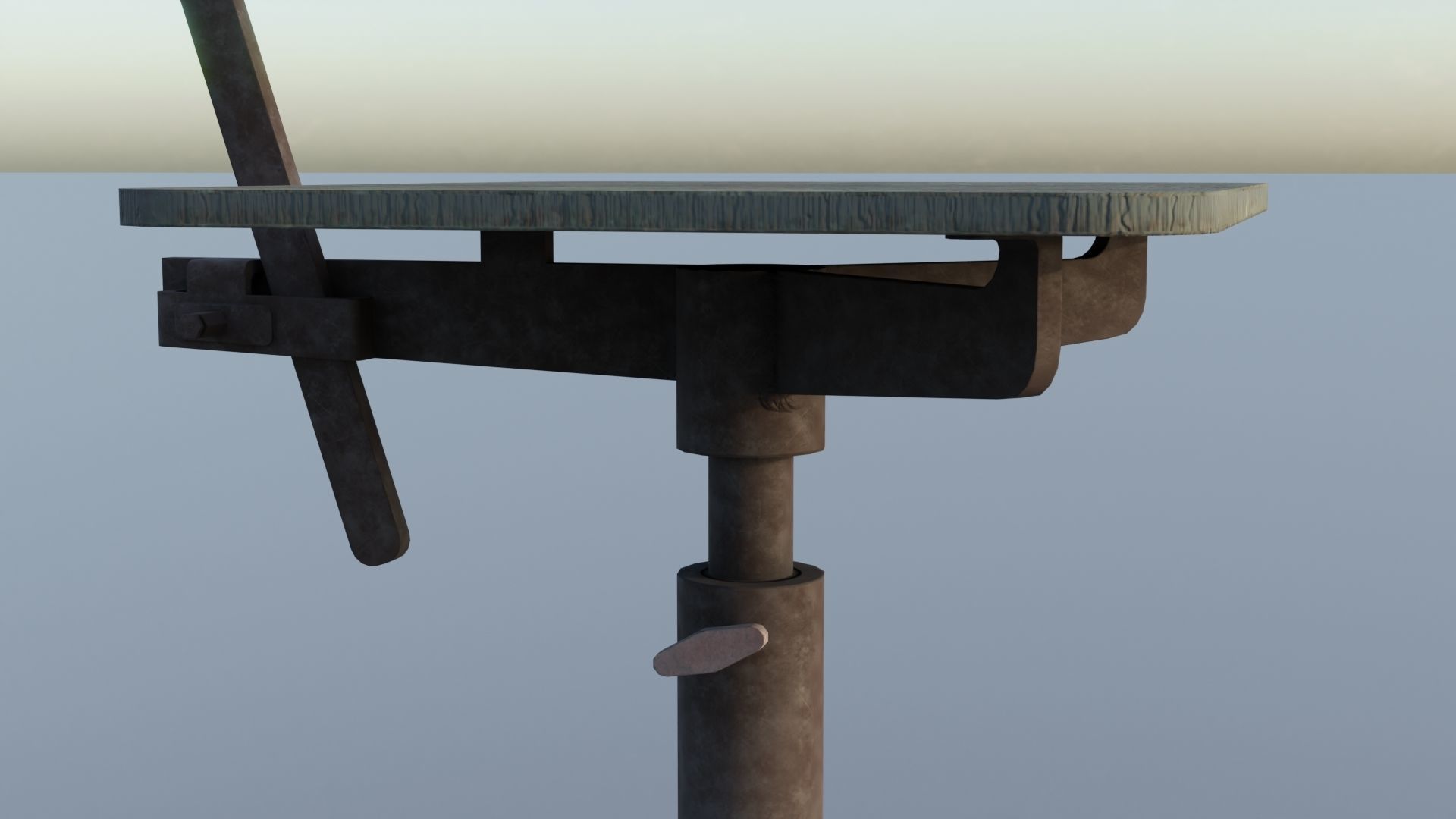 Old rusty broken rotating wooden chair Low-poly 3D model_7