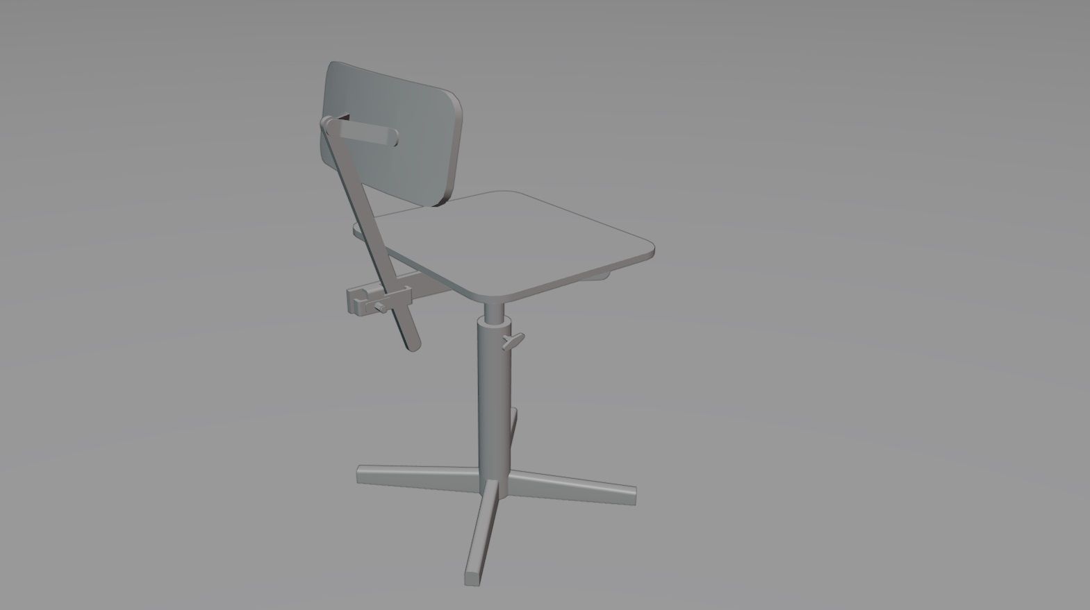 Old rusty broken rotating wooden chair Low-poly 3D model_11