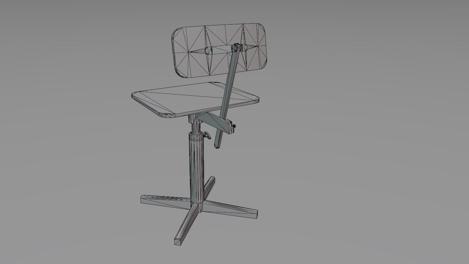 Old rusty broken rotating wooden chair Low-poly 3D model_14