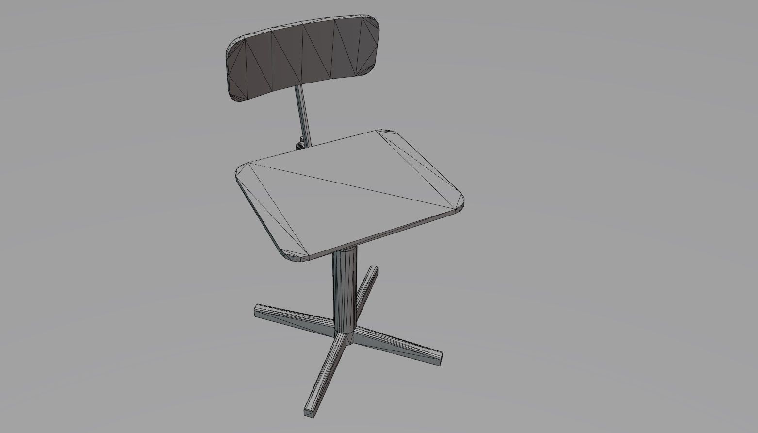 Old rusty broken rotating wooden chair Low-poly 3D model_13