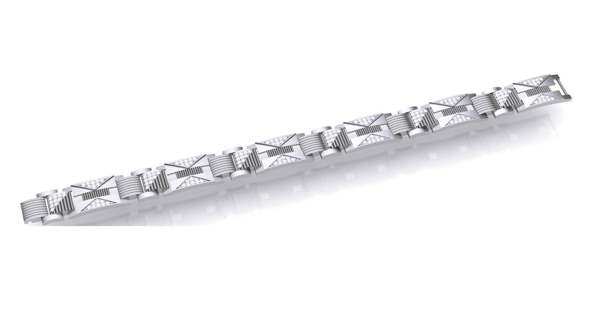 Chain style Heavy Unisex Diamond Bracelet 3dm 1-render 3D print model_2