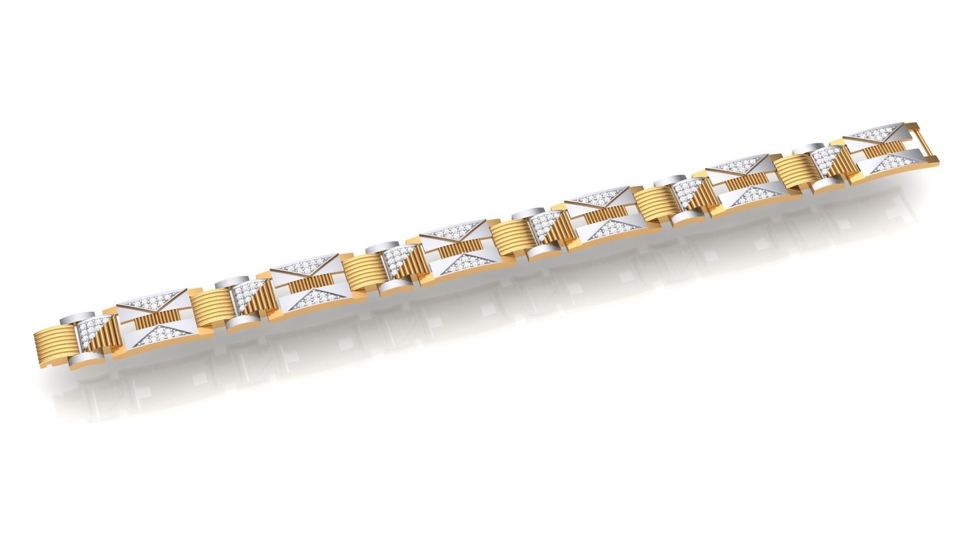 Chain style Heavy Unisex Diamond Bracelet 3dm 1-render 3D print model_1