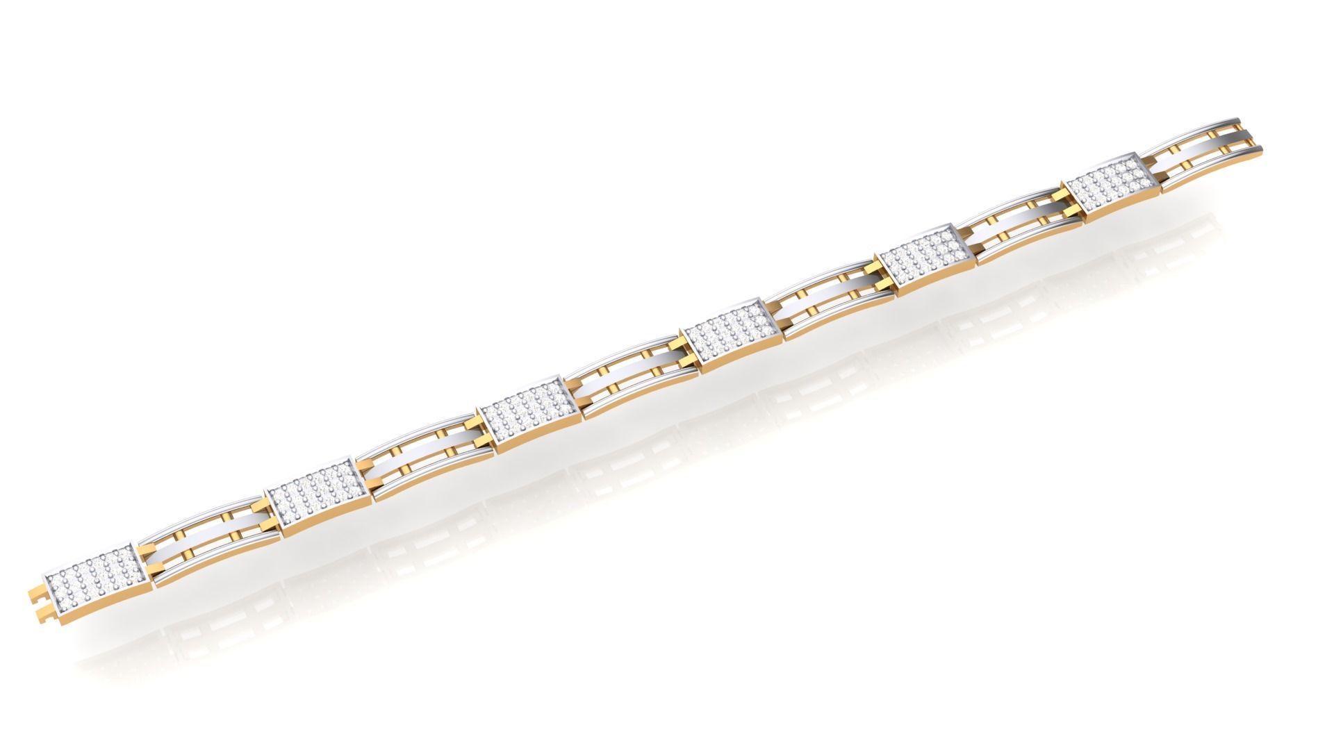 Chain style Heavy Unisex Diamond Bracelet 3dm 1-render 3D print model_3