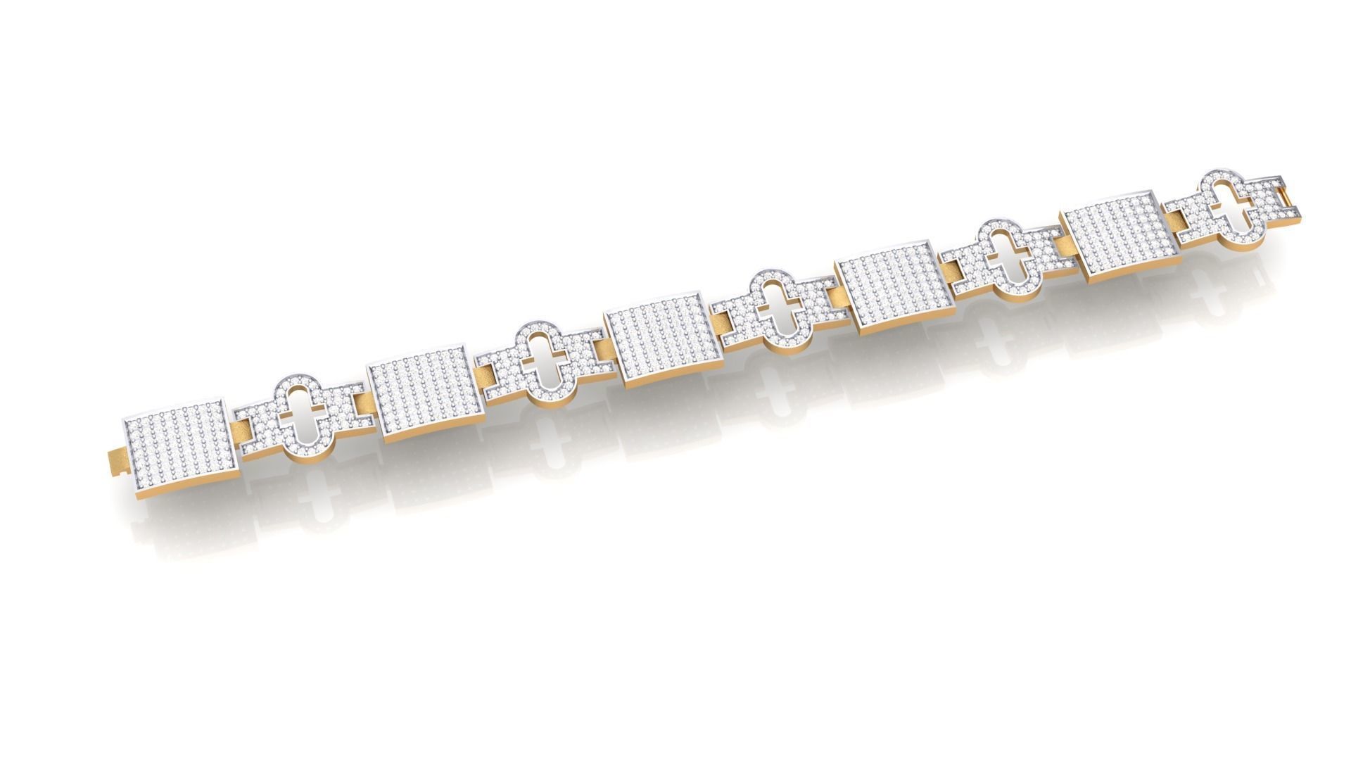 Chain style Heavy Unisex Diamond Bracelet 3dm 1-render 3D print model_4