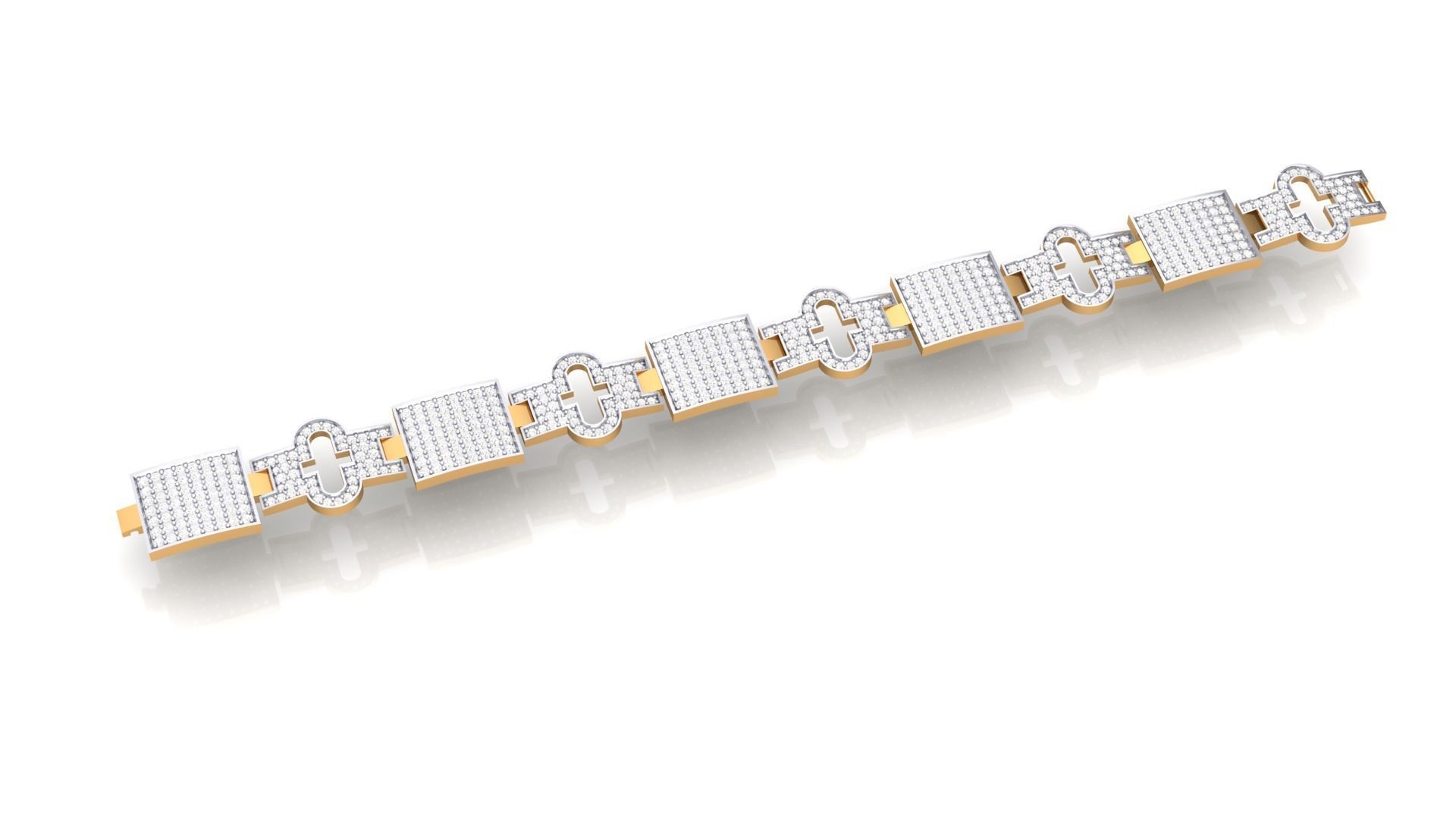 Chain style Heavy Unisex Diamond Bracelet 3dm 1-render 3D print model_1