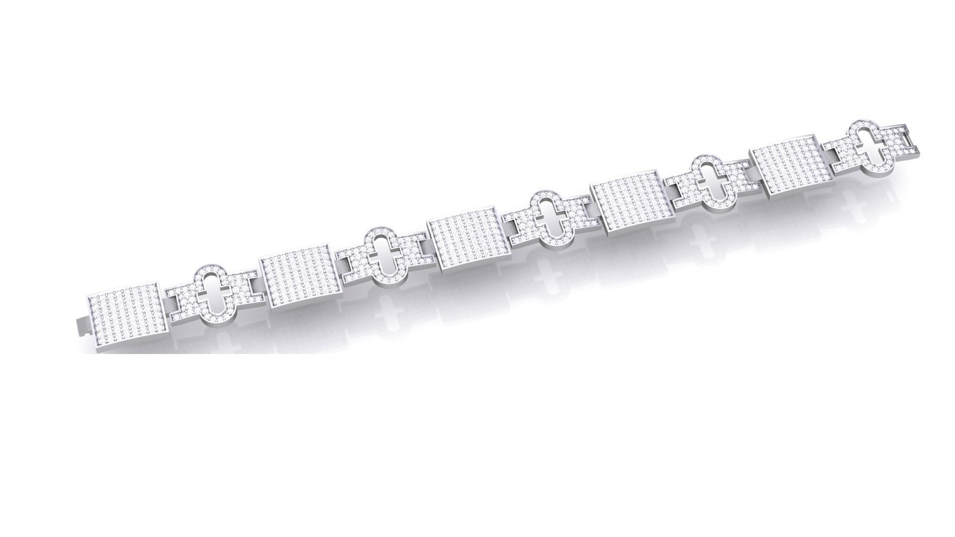 Chain style Heavy Unisex Diamond Bracelet 3dm 1-render 3D print model_3