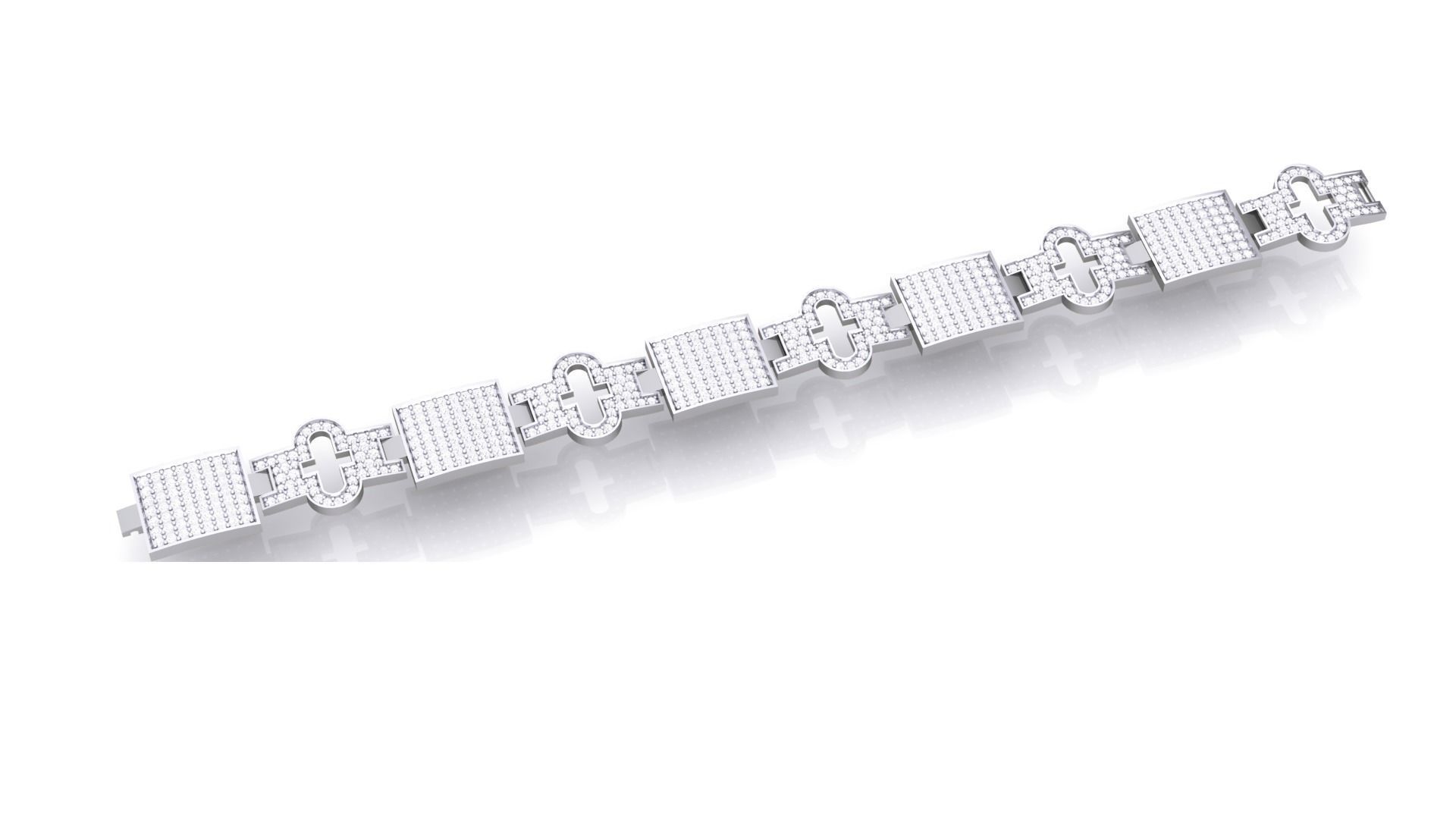 Chain style Heavy Unisex Diamond Bracelet 3dm 1-render 3D print model_2