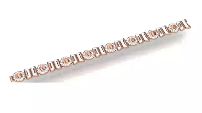 Button Chain style Heavy Unisex Diamond Bracelet 3dm 1-render 3D print model