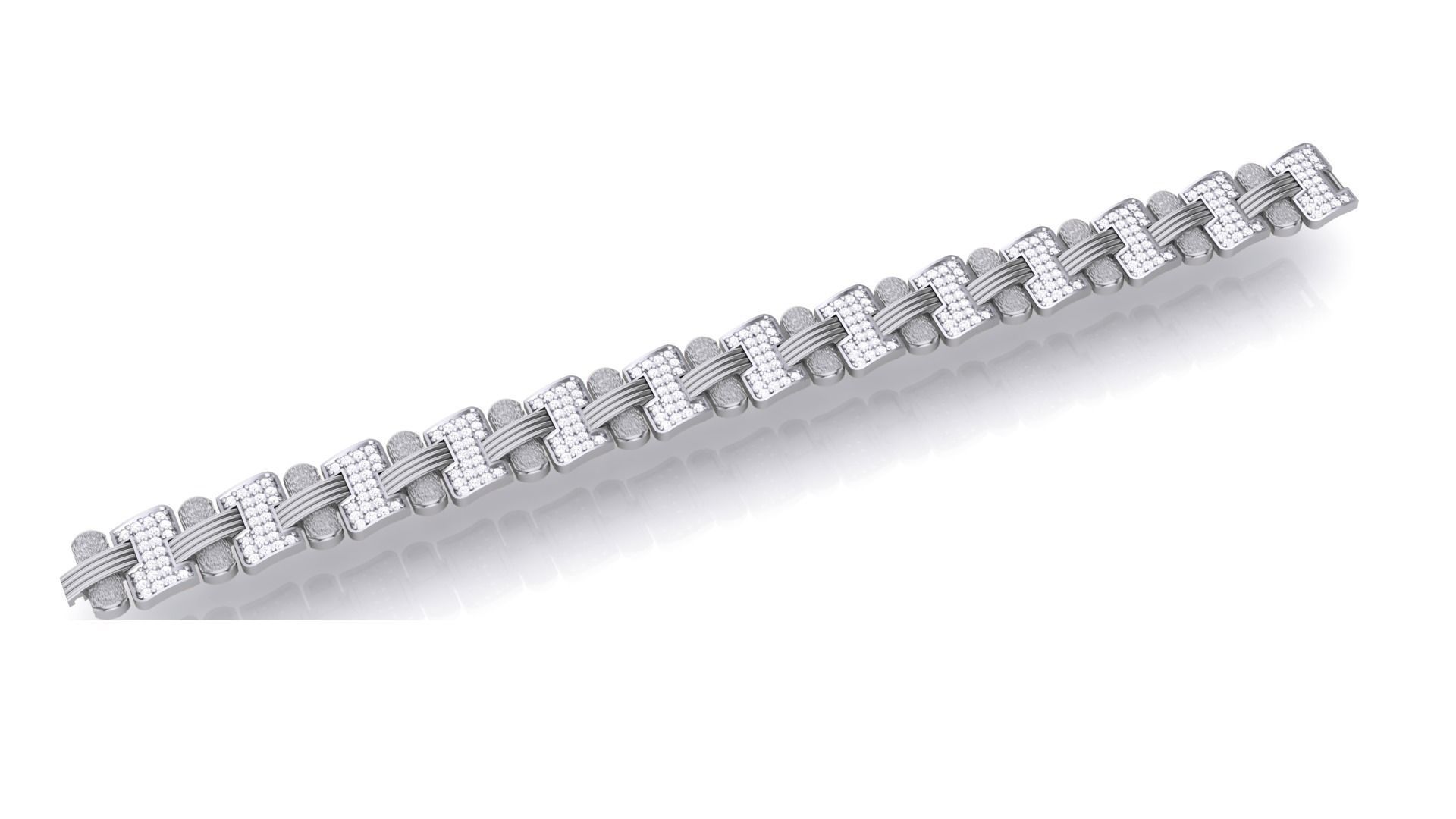 Chain style Heavy Unisex Diamond Bracelet 3dm 1-render 3D print model_2