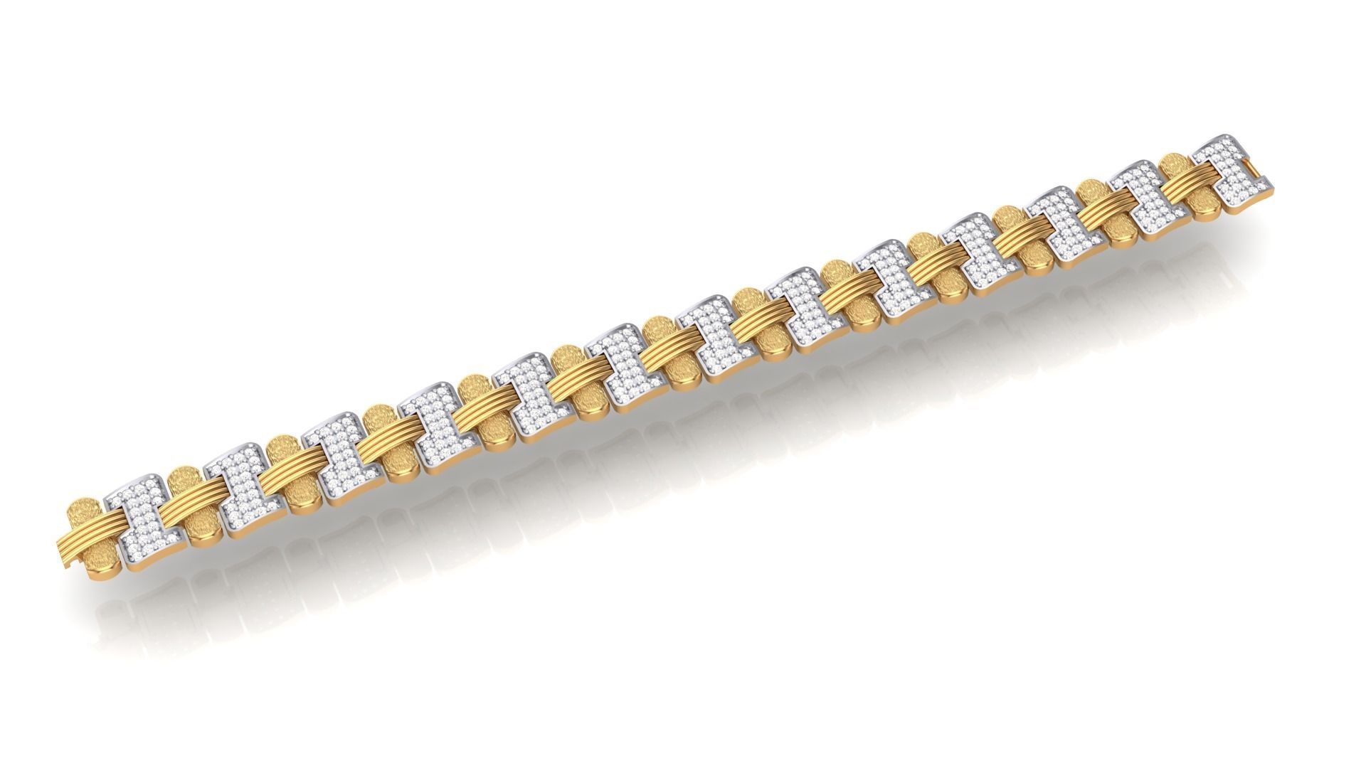 Chain style Heavy Unisex Diamond Bracelet 3dm 1-render 3D print model_1