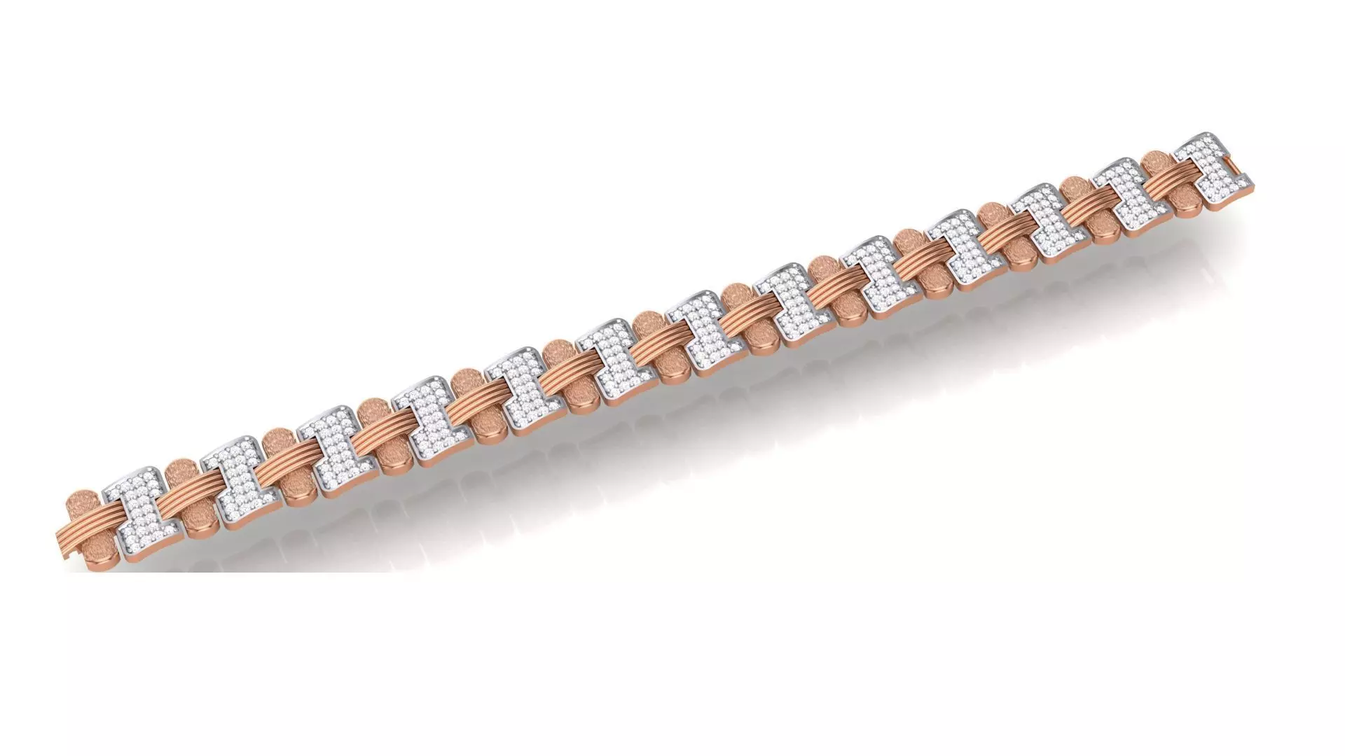 Chain style Heavy Unisex Diamond Bracelet 3dm 1-render 3D print model_0