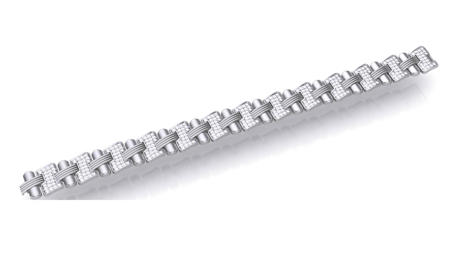 Chain style Heavy Unisex Diamond Bracelet 3dm 1-render 3D print model_5