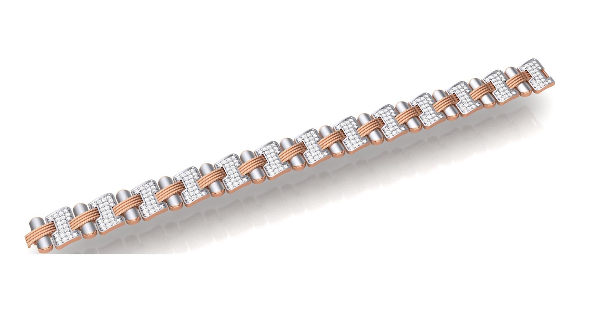 Chain style Heavy Unisex Diamond Bracelet 3dm 1-render 3D print model_4