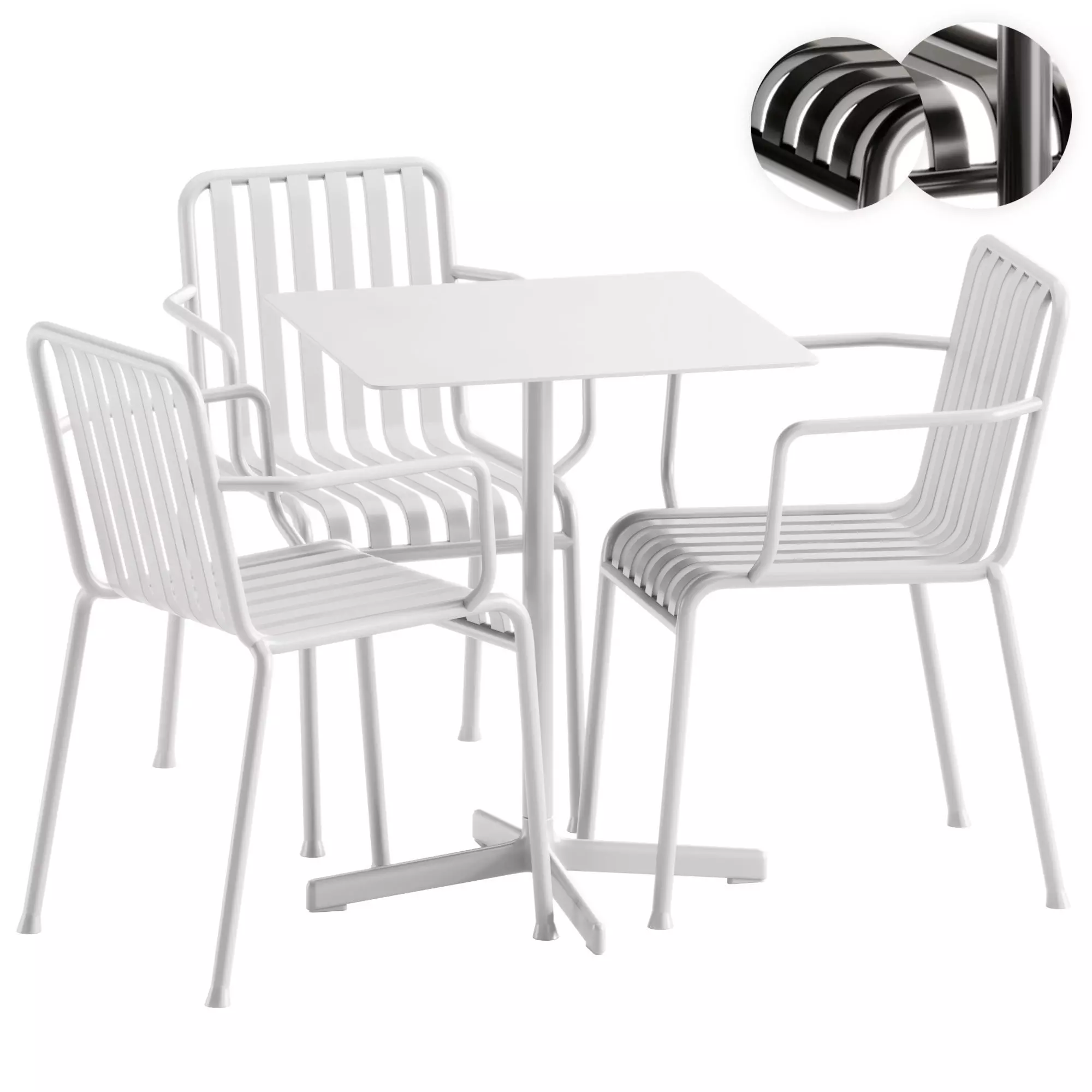 Neu Square Table and Palissade Armchair by Hay 3D model_0