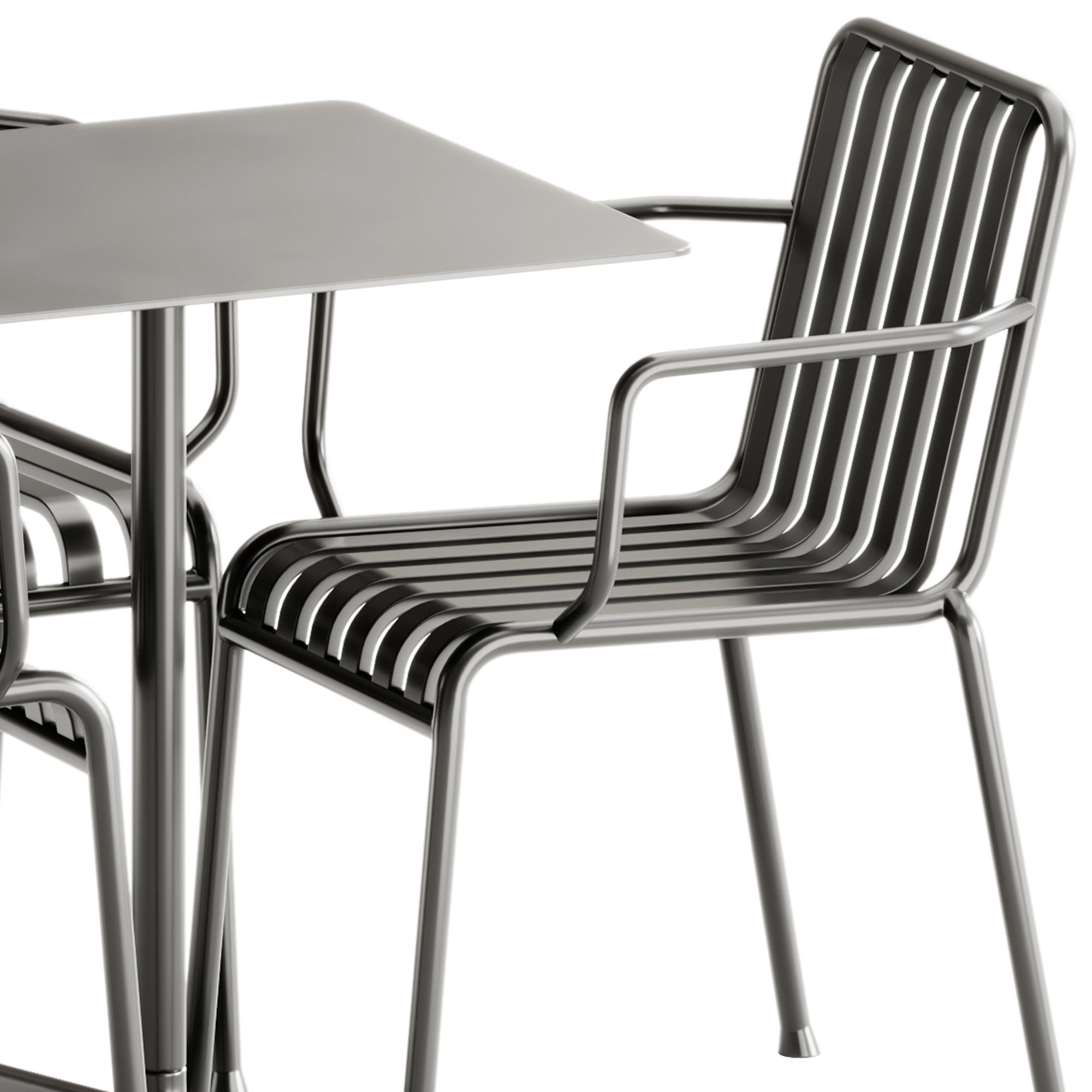 Neu Square Table and Palissade Armchair by Hay 3D model_5